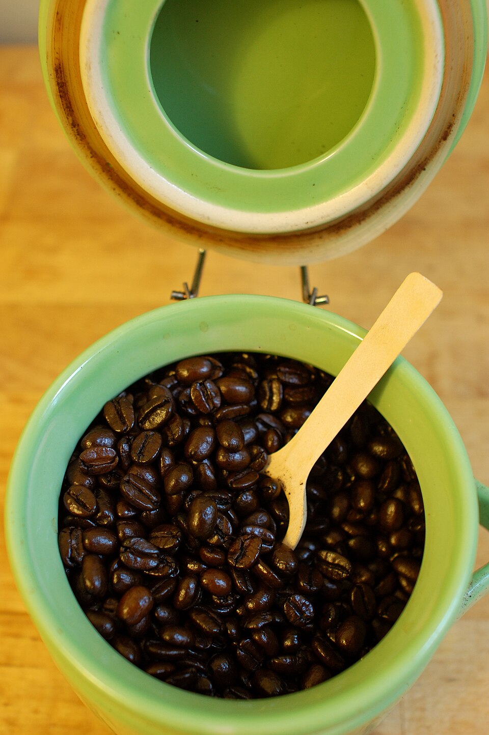 File:Roasted Coffee Beans in Hermetic Jar.jpg
